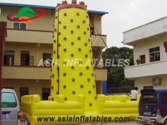 Attractive Yellow Tall Inflatable Sports Games Inflatable Climbing Wall For Fun Paracute Ride & Rocket Ride